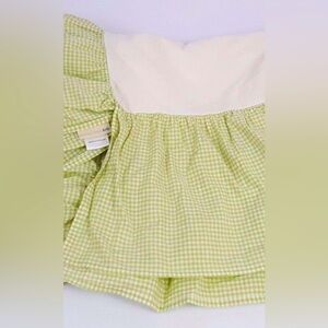 Pottery Barn Kids green and white gingham crib skirt